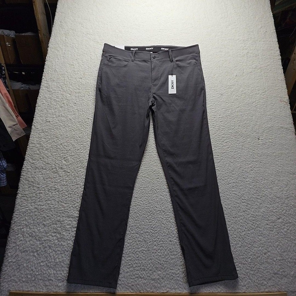 DKNY Pants Mens 38x30 Gray Essential Tech Slim Fit Stretch Chino Casual